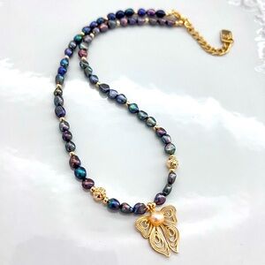 Handmade By Me Freshwater Peacock Pearl 🎀 Pendant Necklace Adjustable